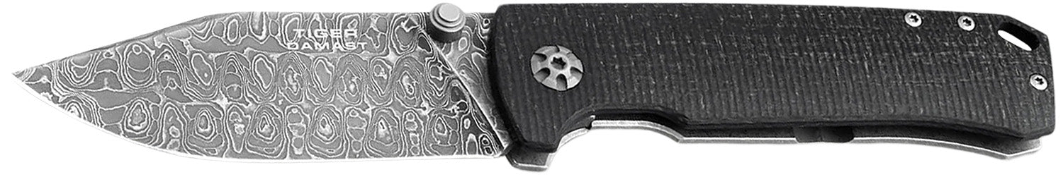 Boker 111103DAM Tiger-Damast 3.35" Damascus Blade Micarta Handle Pocket Folder