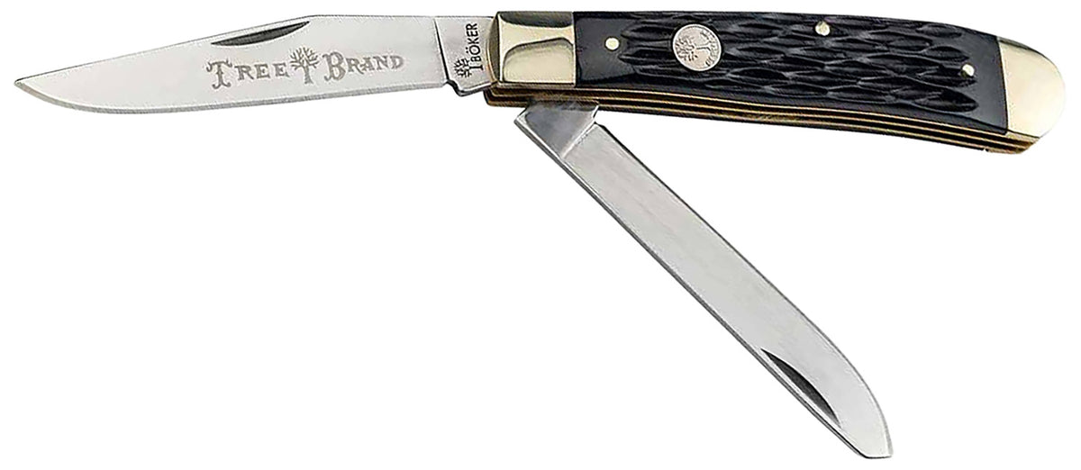 Boker 110824 Traditional Trapper 2.0 D2 Clip Point/Spey Knife Black Jigged Bone Scales