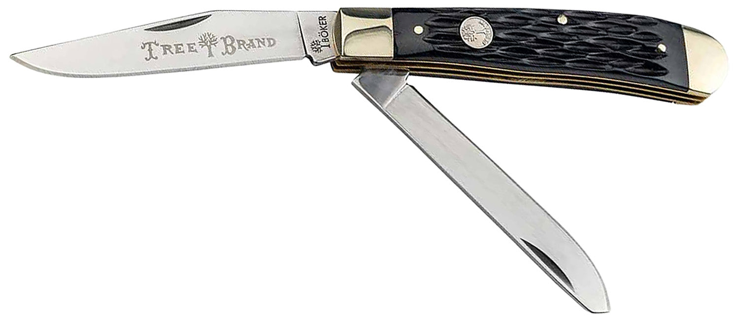 Boker 110824 Traditional Trapper 2.0 D2 Clip Point/Spey Knife Black Jigged Bone Scales