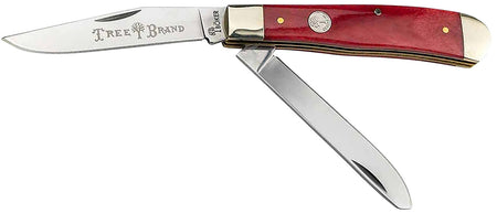 Boker 110830 Traditional Trapper D2 Plain Blade Knife Smooth Red Bone Scales