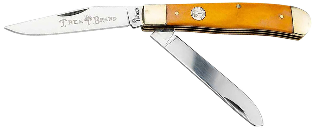Boker 110835 Traditional Trapper D2 Clip Point/Spey Knife Smooth Yellow Bone Scales