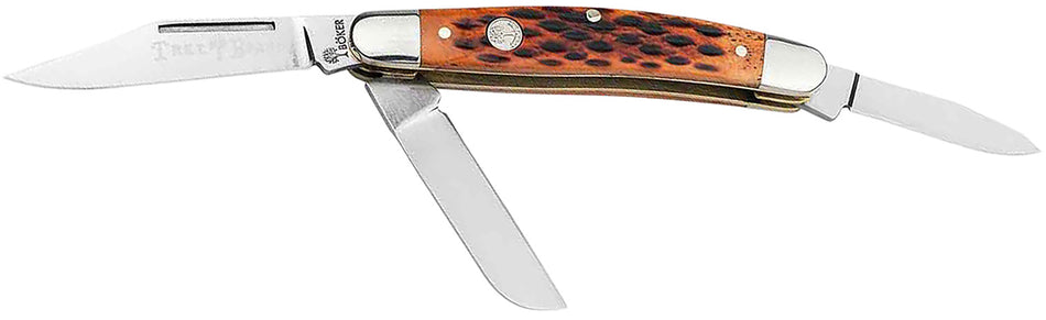 Boker 110852 Traditional Stockman Medium D2 Clip/Sheepsfoot/Spey Knife Brown Jigged Bone Scales