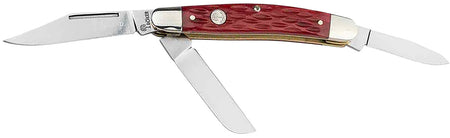 Boker 110855 Traditional Stockman Medium D2 Clip/Sheepsfoot/Spey Knife Red Jigged Bone Scales