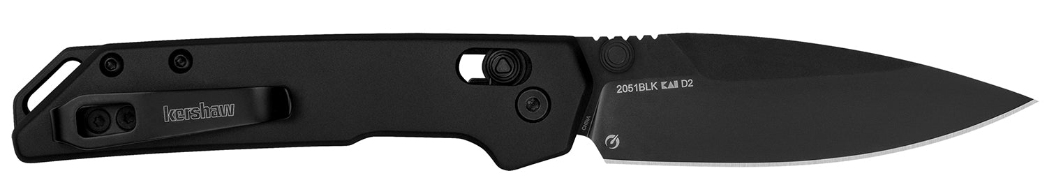 Kershaw 2051BLK Mini Iridium EDC 3" Folder Plain Stonewashed D2 Blade, Ice Blue Anodized 6061-T6 Aluminum Handle
