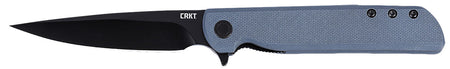 CRKT 3801KN LCK Plus 3.38" Black Oxide 14C28N Steel Folding Knife, Gray G10 Handle