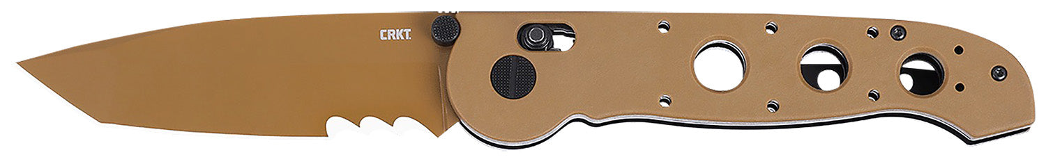 CRKT M16-14XD 3.97" FDE TiNi Tanto Serrated 1.4116 SS Folding Knife, Desert Tan G10 Handle