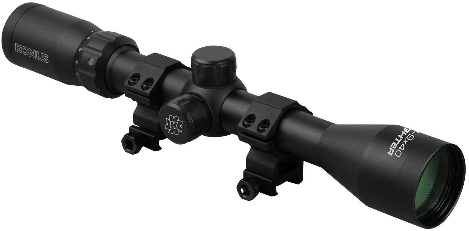 Konus Fighter 3-9x40mm Riflescope with 30/30 Reticle and Included Rings