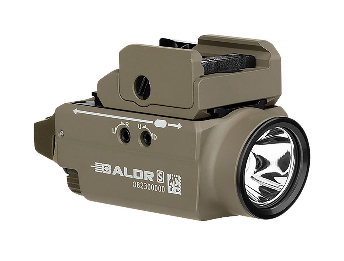 Olight Baldr S BL Flat Dark Earth 800 Lumens Rechargeable Weapon Light with Green Laser