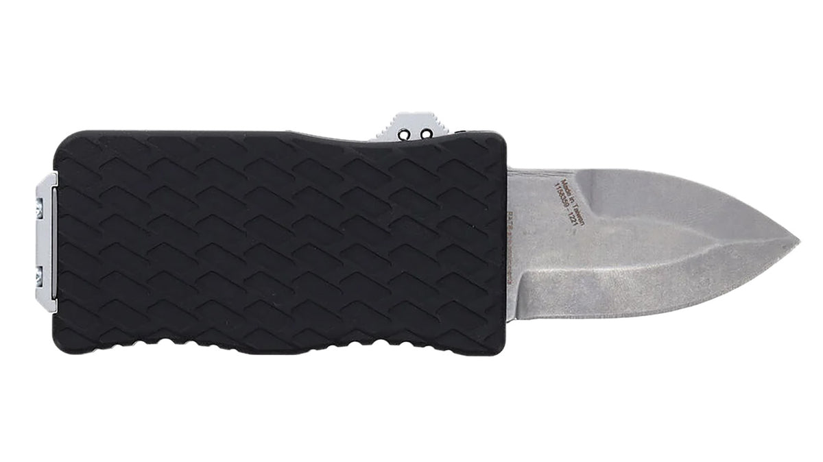 Schrade Uproar Mini 1.90" Out-the-Front Automatic Dagger Satin D2 Steel Blade Black Textured Aluminum Handle