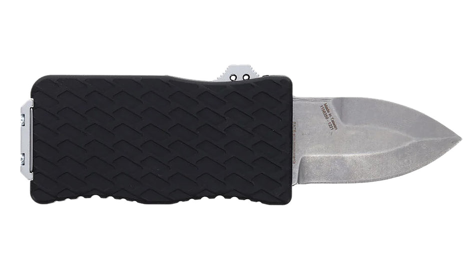 Schrade Uproar Mini 1.90" Out-the-Front Automatic Dagger Satin D2 Steel Blade Black Textured Aluminum Handle