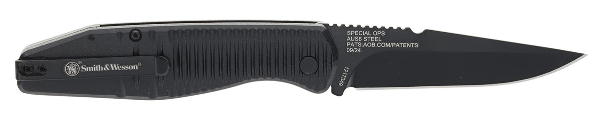 Smith & Wesson Knives 1215357 Special Ops Full Size Folding Drop Point Plain AUS-8A SS Blade 3.40" Aluminum Handle