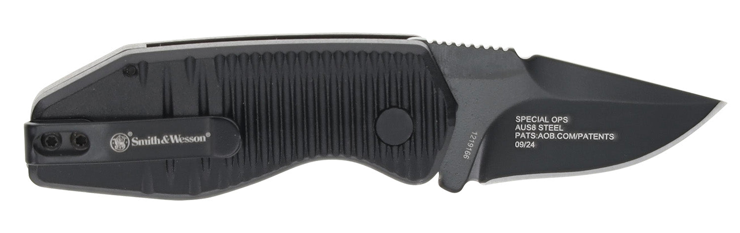 S&W Knives 1219165 Special Ops Mini 1.90" Folding Pocket Knife Drop Point Plain AUS-8A Stainless Steel Blade