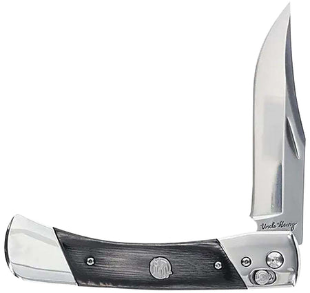 Uncle Henry 1222013 Bear Paw 3.80" Folding SS Blade Knife, Black/SS Wood Laminate Handle