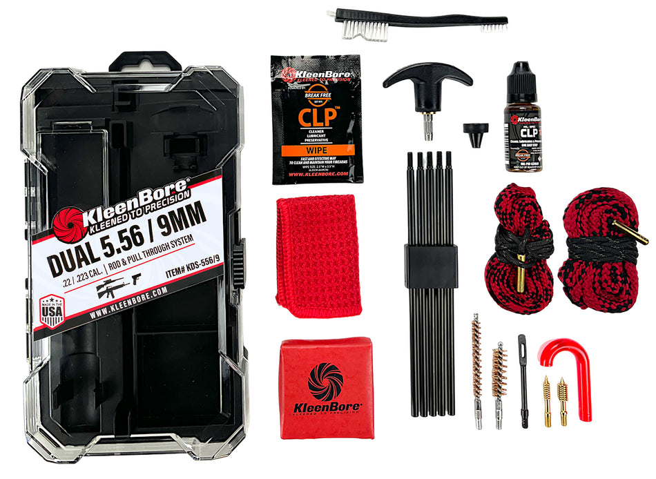 KleenBore KDS556/9 Dual Rod & Pull-Through Cleaning Kit 5.56/22/223 Caliber