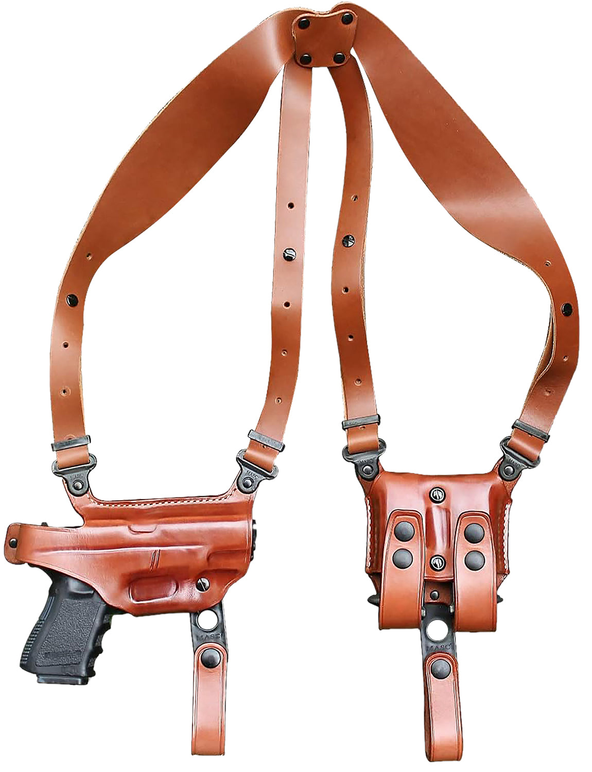1791 Gunleather Optic Ready Glock 17 Horizontal Shoulder Holster Brown Right Hand