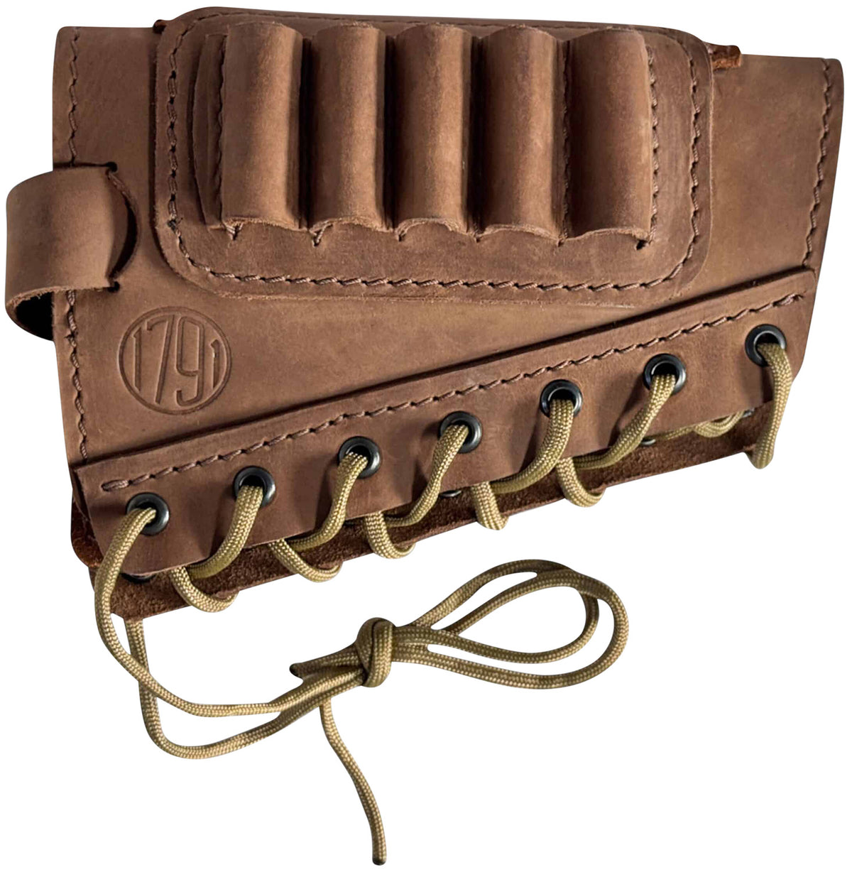 1791 HUNT 12 Gauge Leather Stock Sleeve Ammo Holder Brown