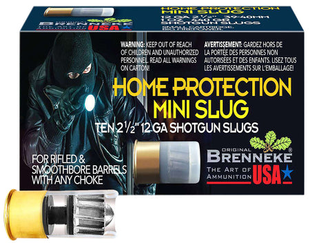 Brenneke 12 Gauge Shotgun Ammo Home Protection Mini Slug 1.75 in 1 oz Slug
