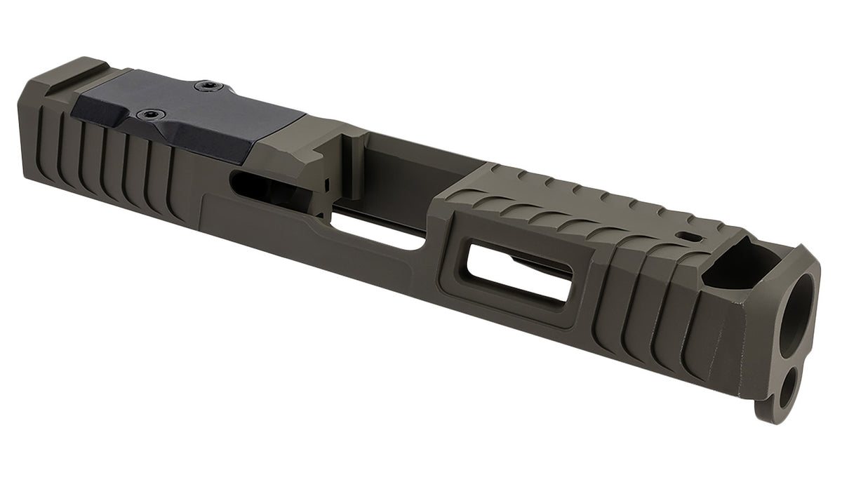 Zaffiri Precision Custom Stainless Slide with Blowhole Comp Fits Glock 19 Gen 3 OD Green