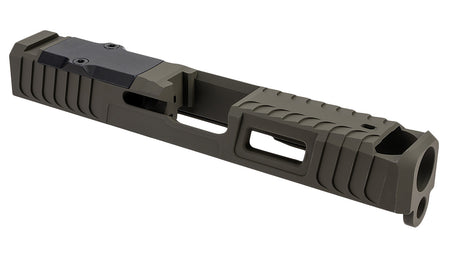 Zaffiri Precision Custom Stainless Slide with Blowhole Comp Fits Glock 19 Gen 3 OD Green