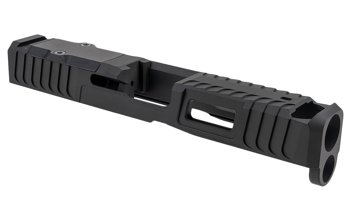 Zaffiri Precision Custom Stainless Slide with Blowhole Comp Fits Glock 19 Gen 5 Black