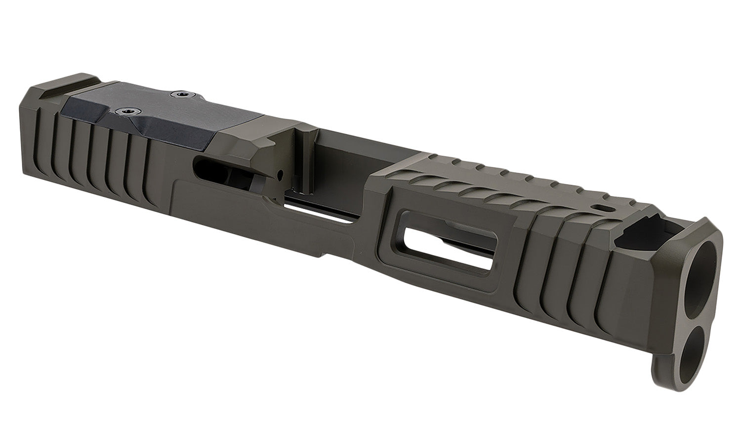 Zaffiri Precision Custom Stainless Slide with Blowhole Comp Fits Glock 19 Gen 5 OD Green