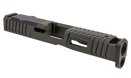Zaffiri Precision Custom Stainless Slide with Blowhole Comp Fits Glock 19 Gen 5 OD Green