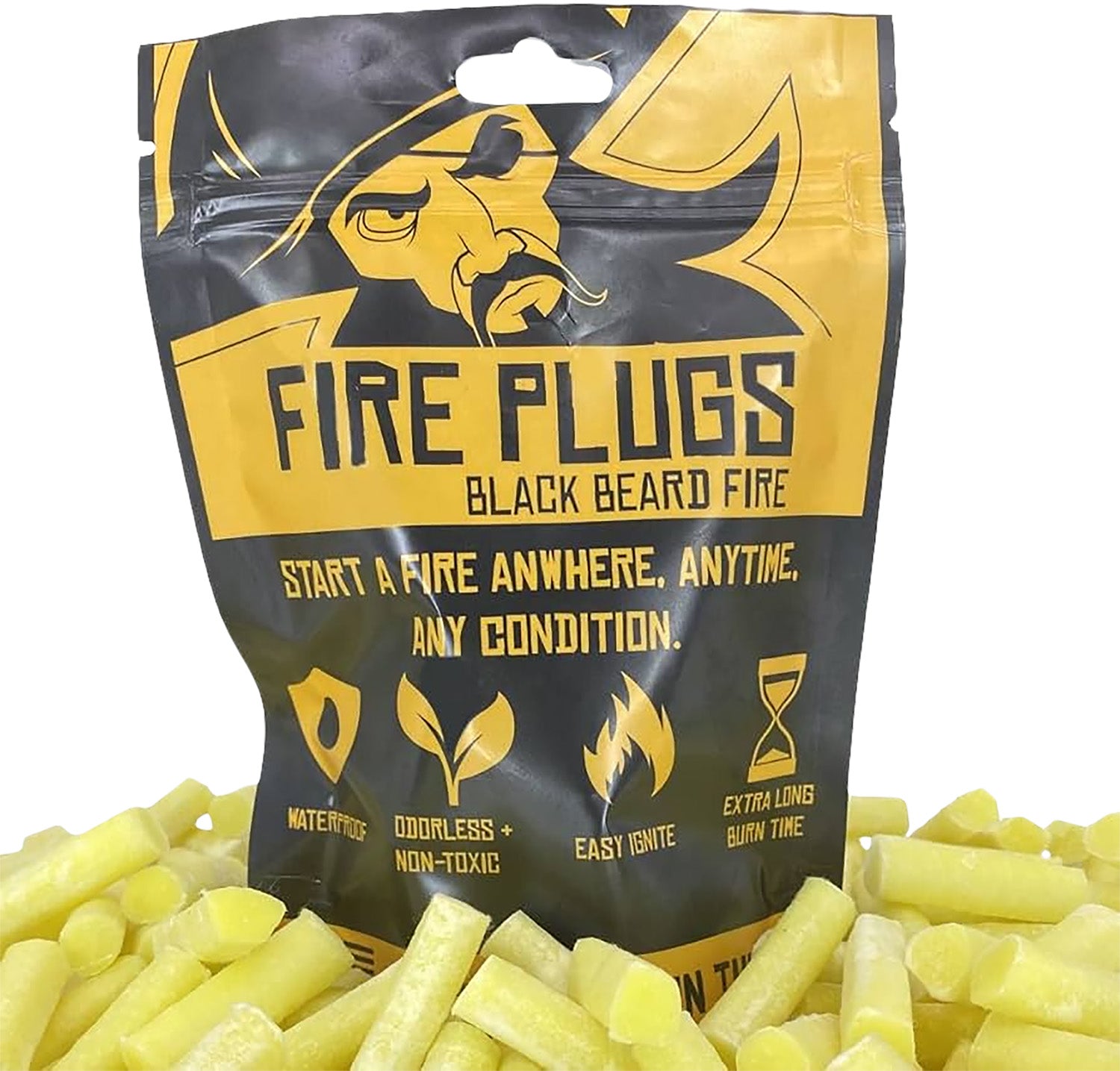 Black Beard PLUG Stormproof Fire Plugs 50 Pieces 8-Minute Burn Resealable Bag