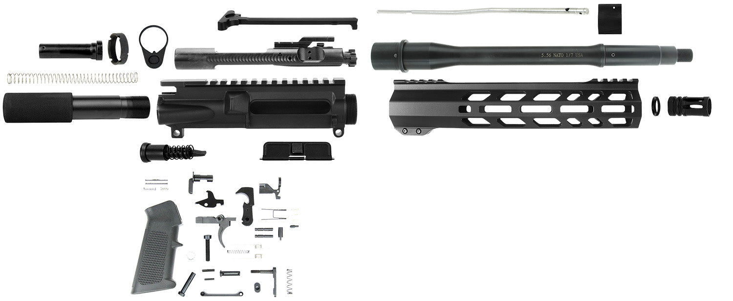 TacFire SSPK556LPK10 5.56 NATO AR Pistol Build Kit Black Steel Platform