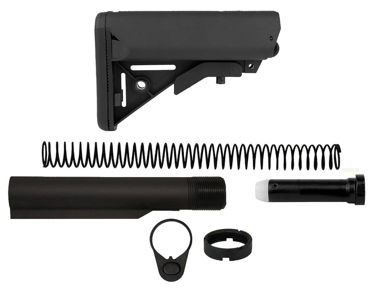 TacFire AR-15 6-Position SOPMOD Complete Stock and Buffer Tube Kit Black