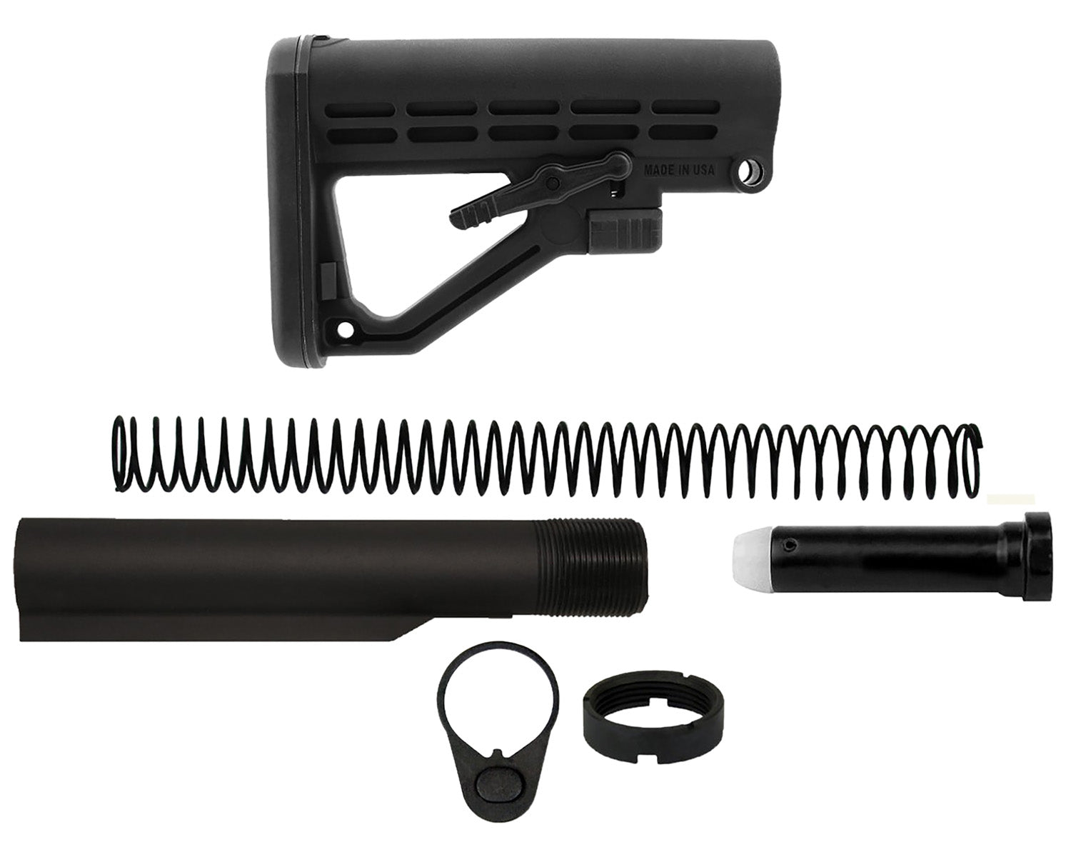 TacFire MAR050B Mil-Spec AR-15 Buffer Tube Complete Kit, Matte Black
