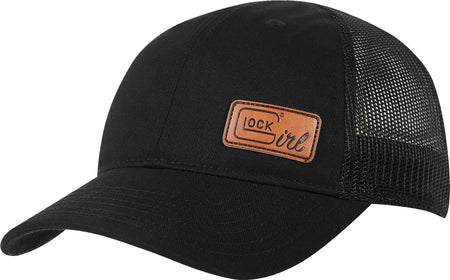 Glock Girl Leather Patch Ponytail Hat in Black
