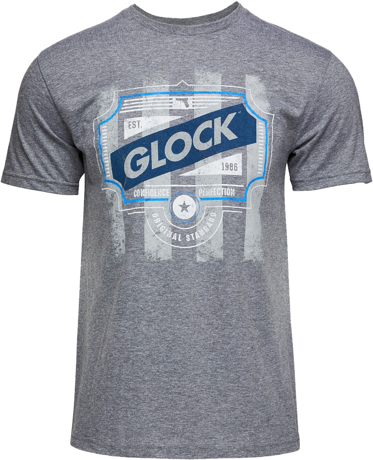 Glock Blue Line Tee Gray Ringspun Cotton Polyester Blend Short Sleeve Large