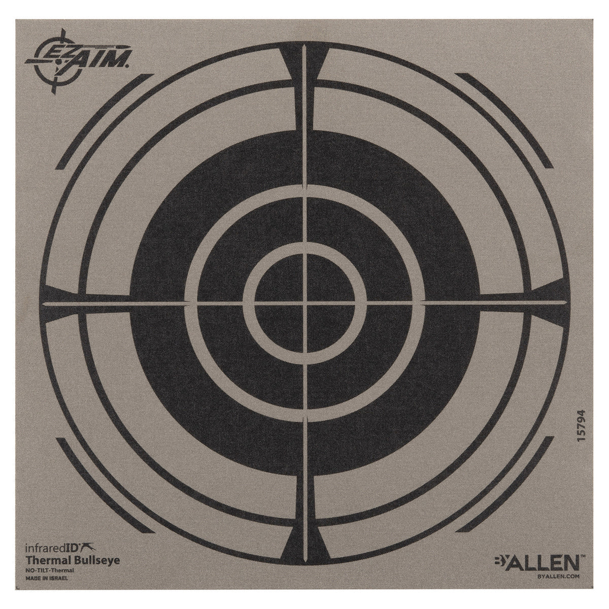 Allen 15794 Thermal Bullseye Hanging Paper Shooting Target 8" x 8" Black and Gray