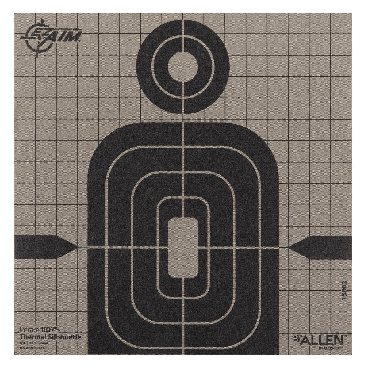 Allen 15802 Thermal Silhouette Hanging Paper Shooting Target 8" x 8" Black and Gray