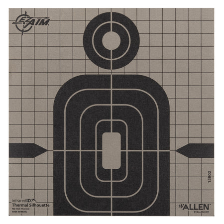 Allen 15802 Thermal Silhouette Hanging Paper Shooting Target 8" x 8" Black and Gray