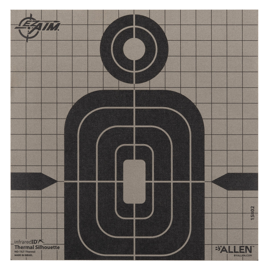 Allen 15802 Thermal Silhouette Hanging Paper Shooting Target 8" x 8" Black and Gray