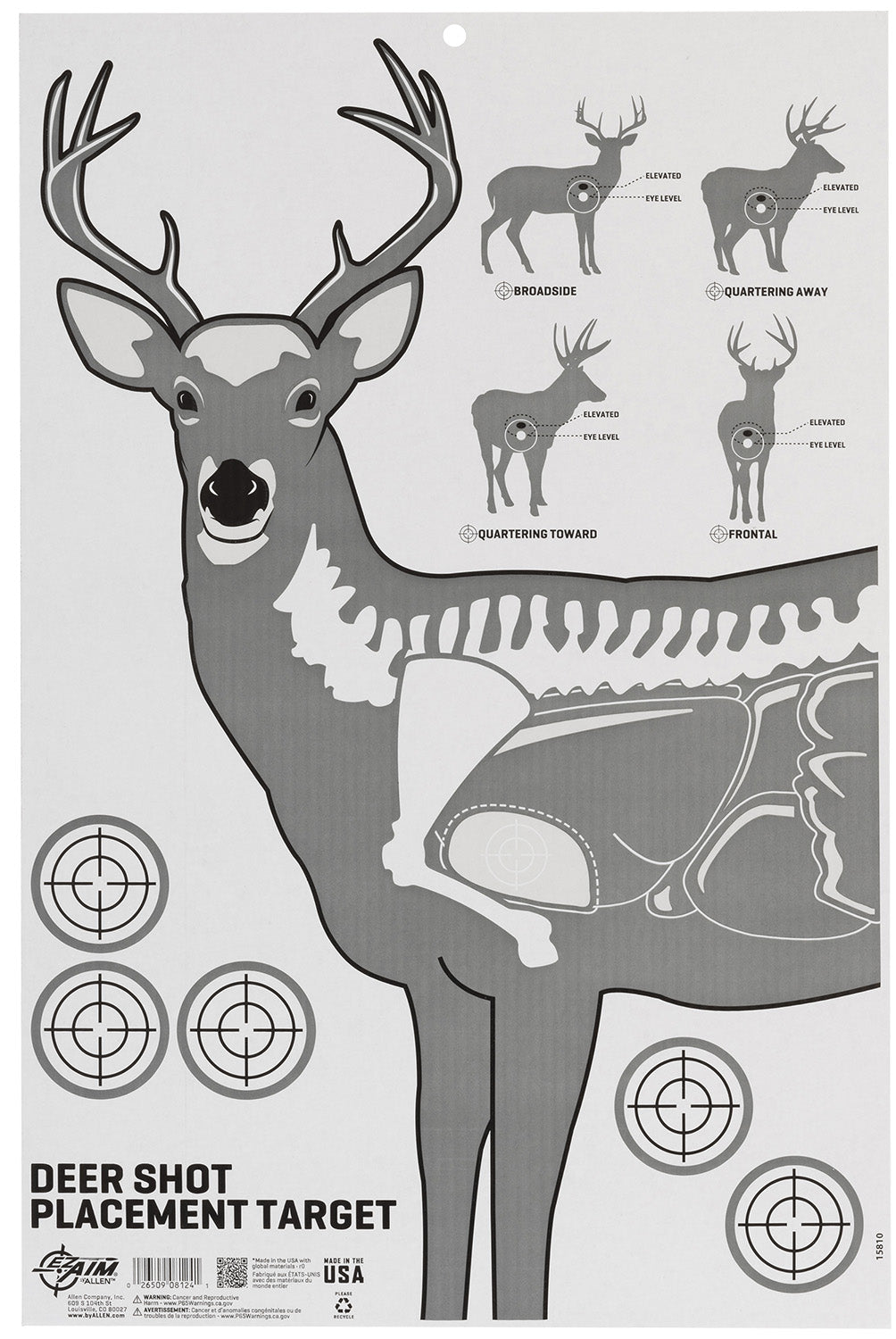 Allen 15810 Corrugated Deer Vitals Paper Shooting Target Hanging 23" x 35"
