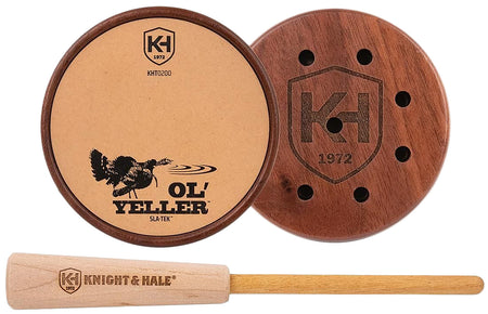 Knight & Hale KHT0200 Ol' Yeller Turkey Pot Call SLA-TEK Ceramic Surface Yellowheart Striker