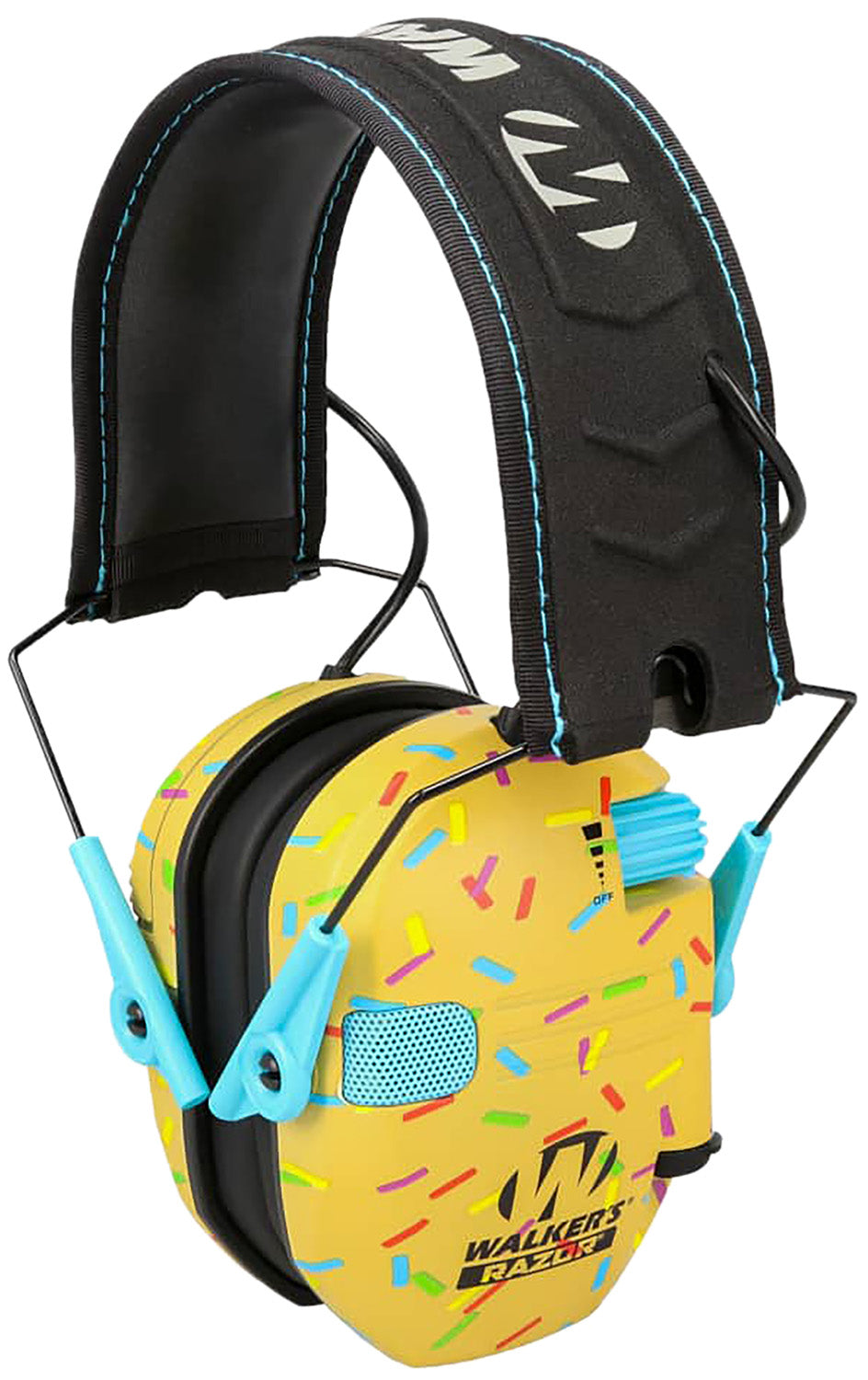 Walker's GWPRSEMSPRNKB Razor Slim Electronic Muff 23 dB Sprinkles Over the Head