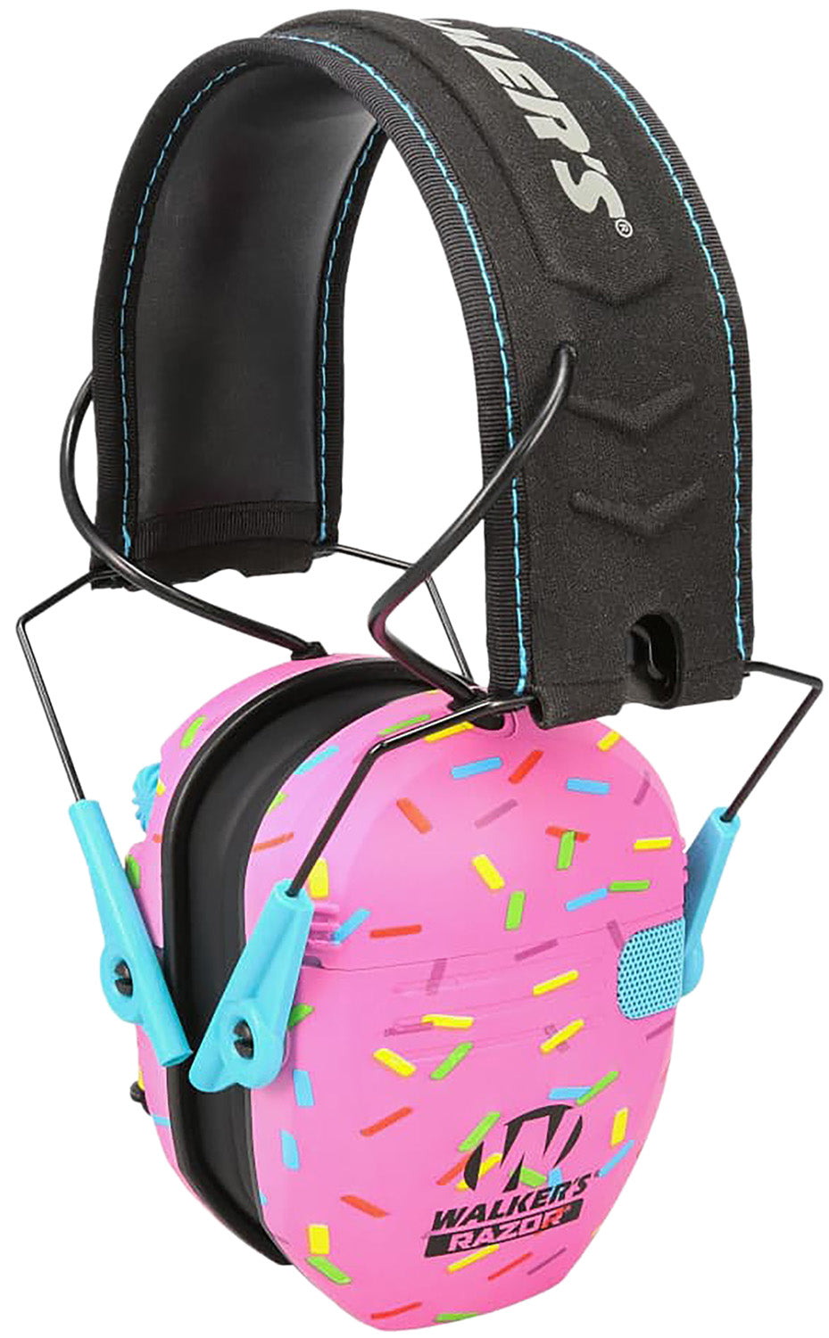Walker's GWPRSEMSPRNKP Razor Slim Electronic Muff 23 dB Pink Sprinkles Over the Head