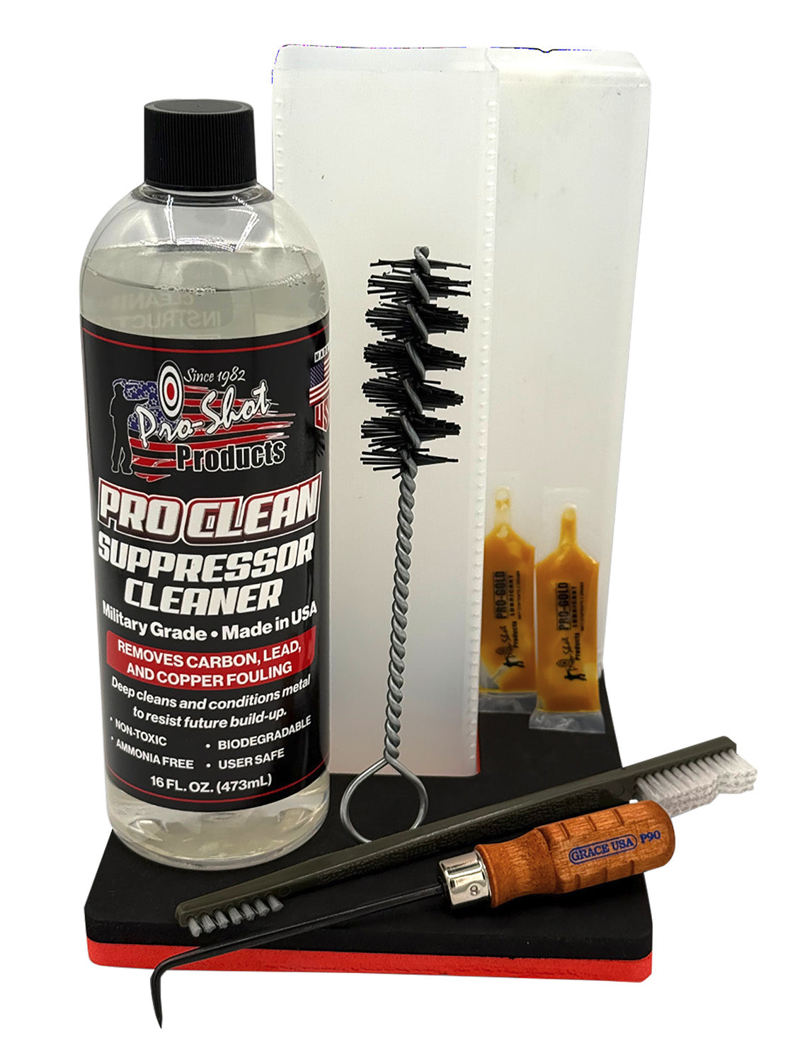 Pro-Shot SPRCLNGKIT Suppressor Cleaning Kit with Soak Tube and Foam Mat