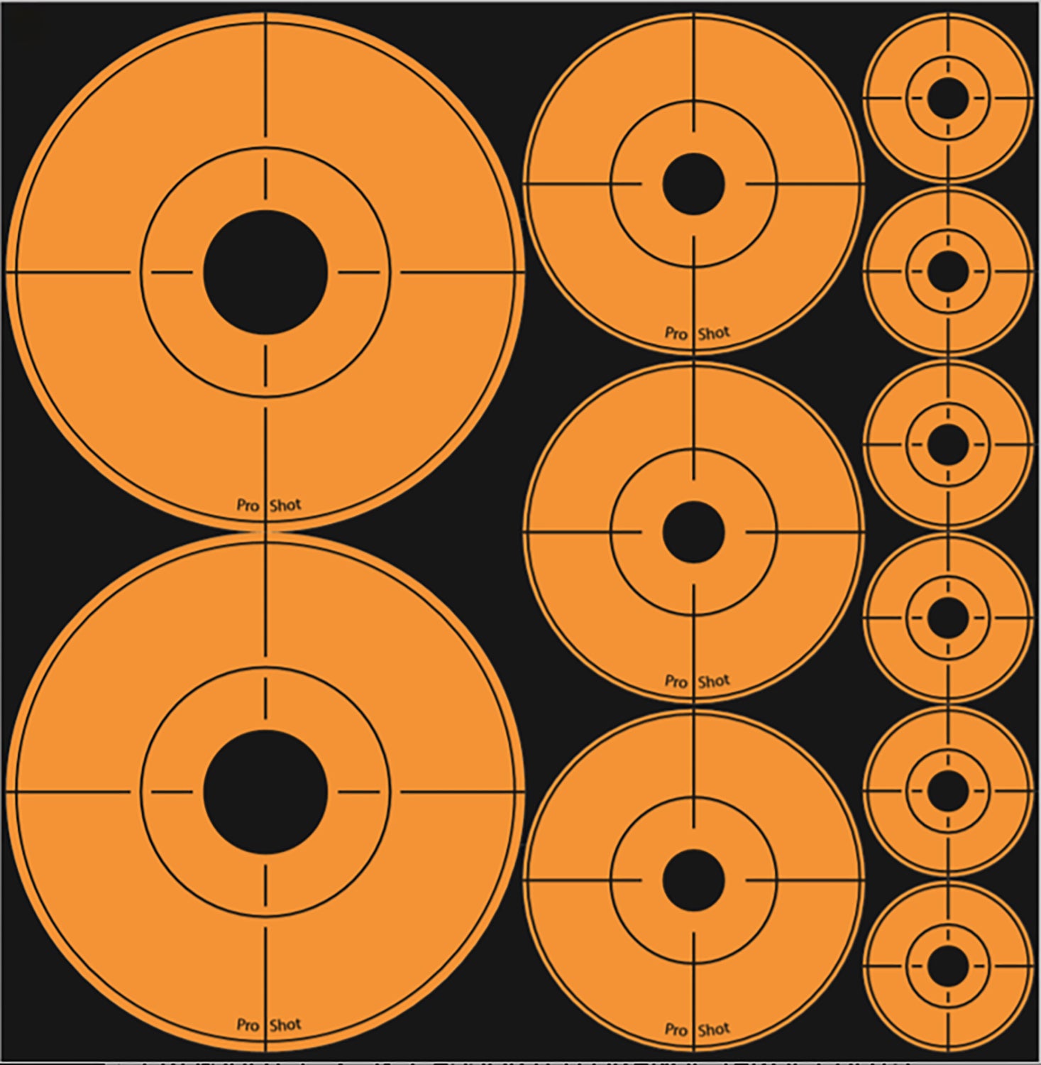 Pro-Shot ASSORTEDDOT Black/Orange Assorted Peel and Stick Target Dots 10 Pack
