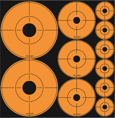 Pro-Shot ASSORTEDDOT Black/Orange Assorted Peel and Stick Target Dots 10 Pack