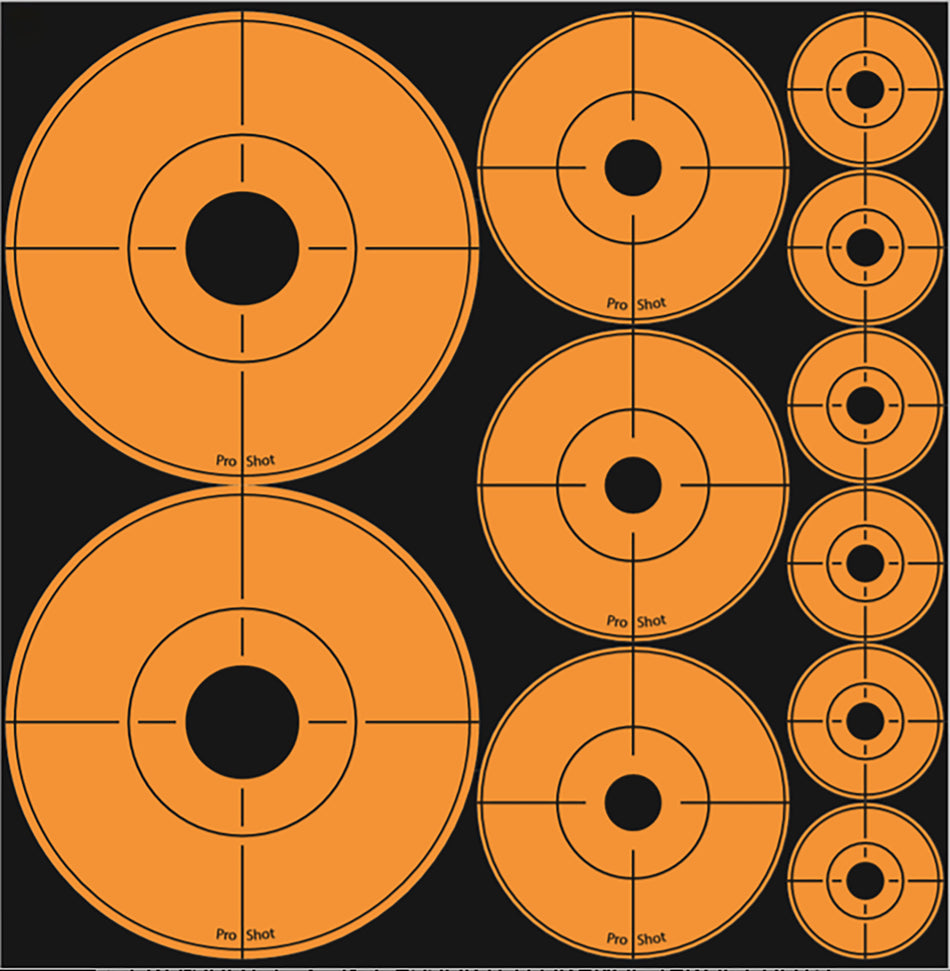 Pro-Shot ASSORTEDDOT Black/Orange Assorted Peel and Stick Target Dots 10 Pack