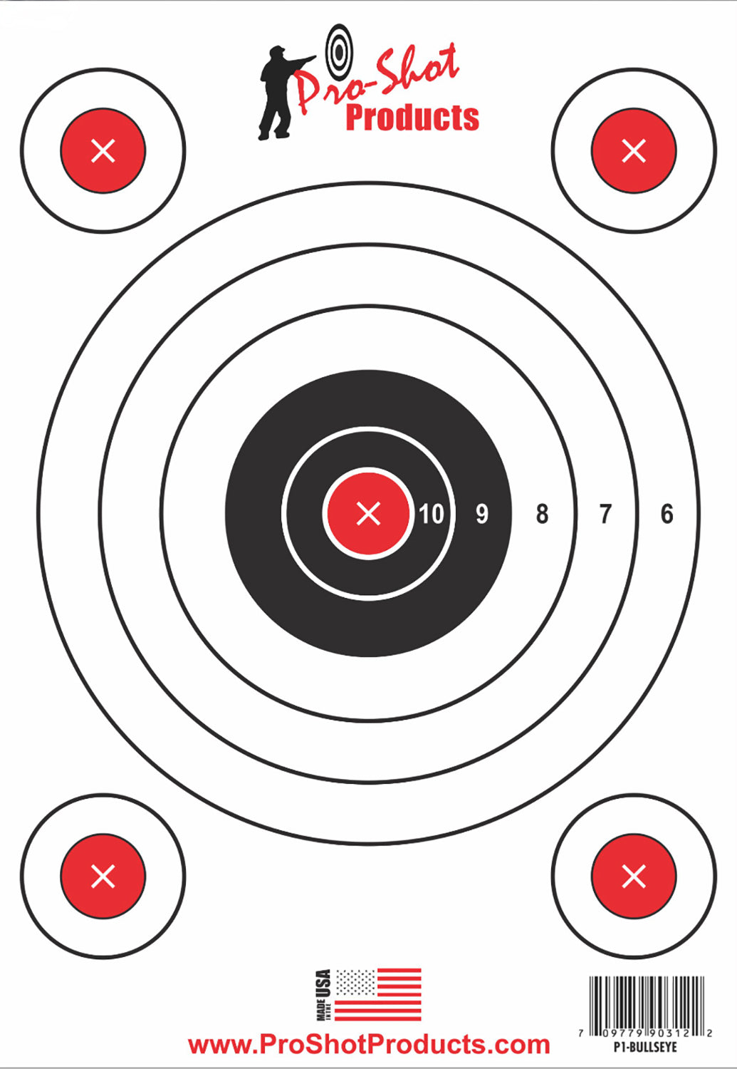 Pro-Shot P1BULLSEYE SplatterShot Heavy Paper Hanging Bullseye Target 9"x13" 6 Count