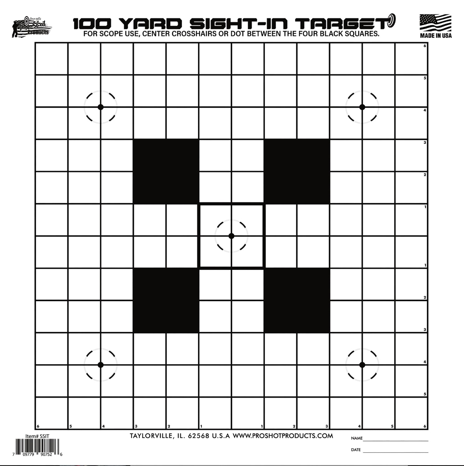 Pro-Shot SSIT12PK 14"x14" Sight-In Black/White Hanging Paper Targets 100 Yards 12 Pack