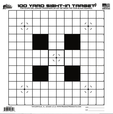 Pro-Shot SSIT12PK 14"x14" Sight-In Black/White Hanging Paper Targets 100 Yards 12 Pack