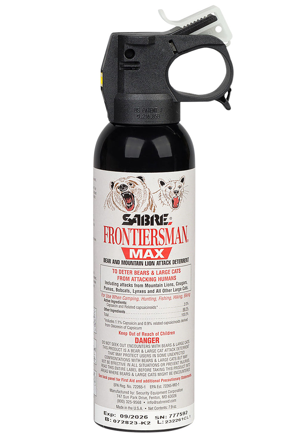 Sabre Frontiersman FBADX03 Bear & Mountain Lion Deterrent Spray 7.90oz 40ft Capsaicinoids