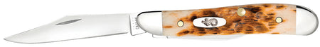 Case 00045 Peanut Folding Knife with Tru-Sharp SS Clip & Pen Blades and Jigged Amber Bone Handle