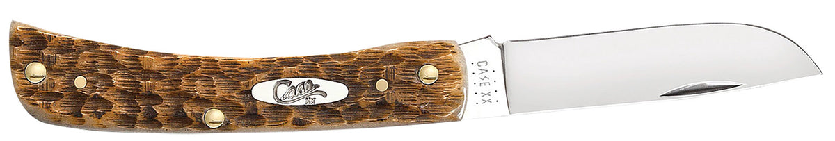 Case 00245 Sod Buster Jr. Folding Knife with Plain Blade and Jigged Amber Bone Handle
